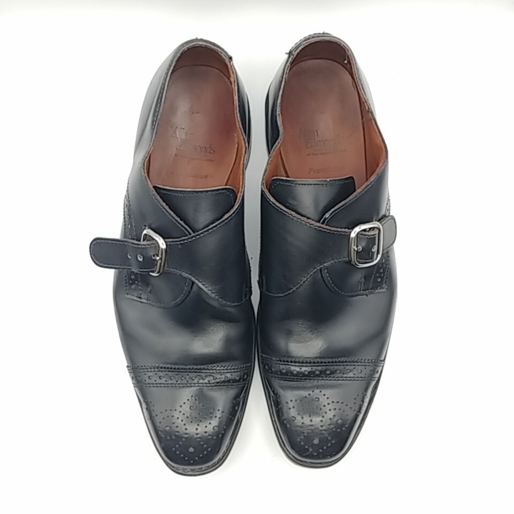 Allen Edmonds Single Monkstrap Shoes Men 10 E Black Leather Cap Brogue‎ Toe 5313